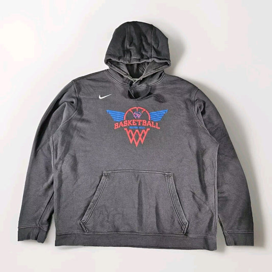 Nike Mens Hoodie Pullover Extra Large Black Basketball Printed Logo Sports Used